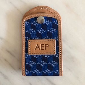 BARRINGTON Landry Navy Blue Geometric Luggage Tag MONOGRAM "AEP"